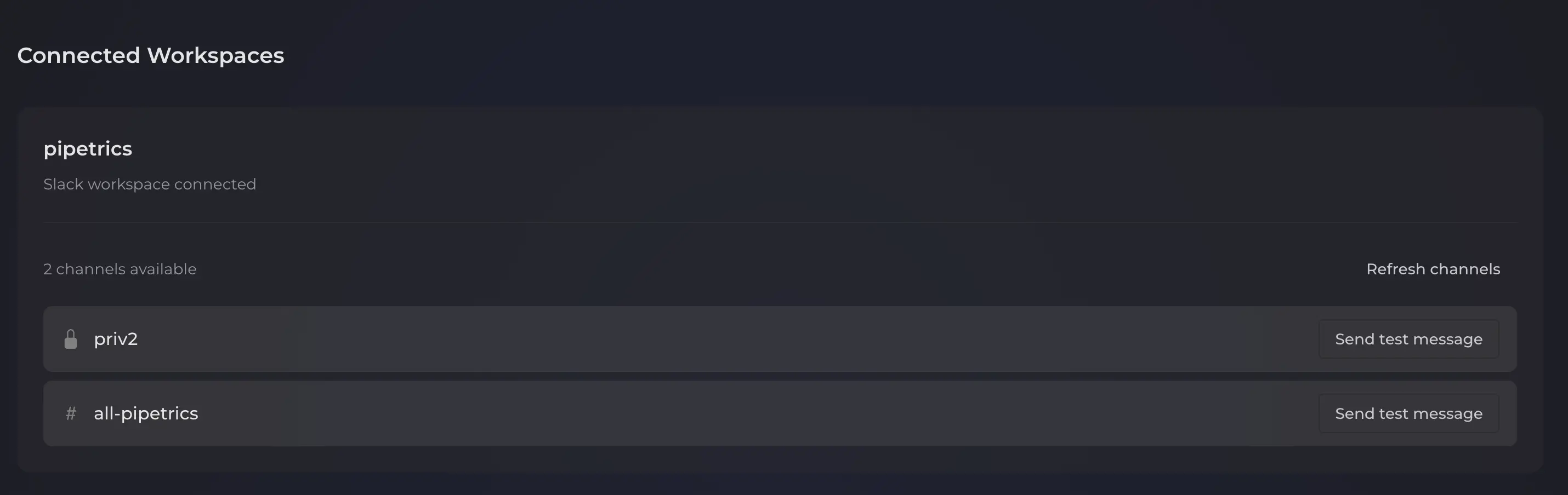 Connected Slack Workspaces